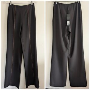NWT AQ/AQ Black High Waist Trousers With Rose Gold Leather Piping US 2
